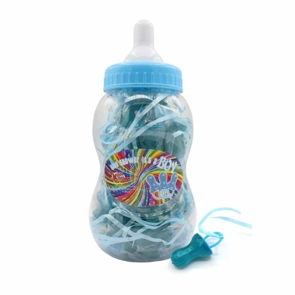 40 x Mini Blue Boy Baby Shower Dummies Lollies Kandy Kandy 23g In Baby Bottle Jar